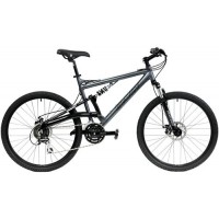 2018 Gravity FSX 1.0 Dual Full Suspension Mountain Bike with Disc Brakes  Shimano Shifting (Gray  15in) - B0147MDLSO